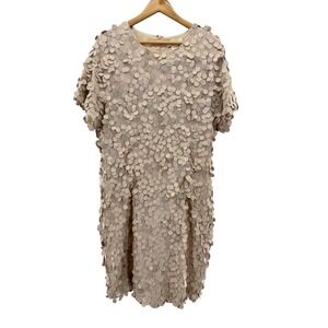 Collective the Label Curve Sequin Disc Mini‎ Dress Champagne Beige Size 14